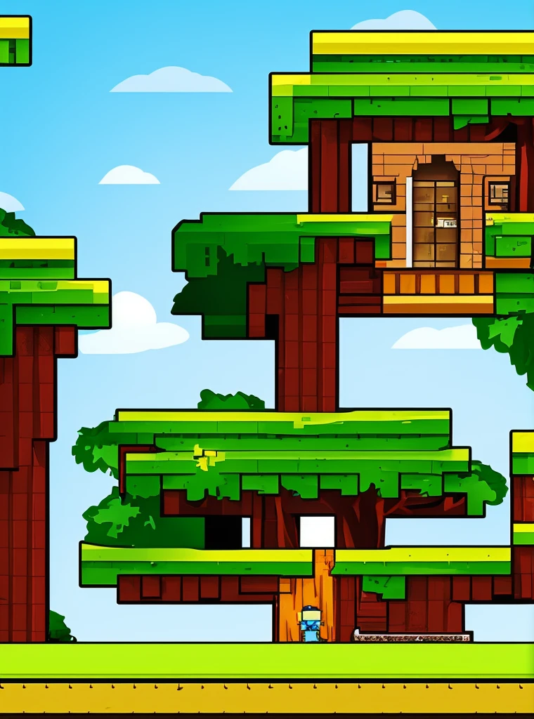 2d, tree, house, creeper, steve, 