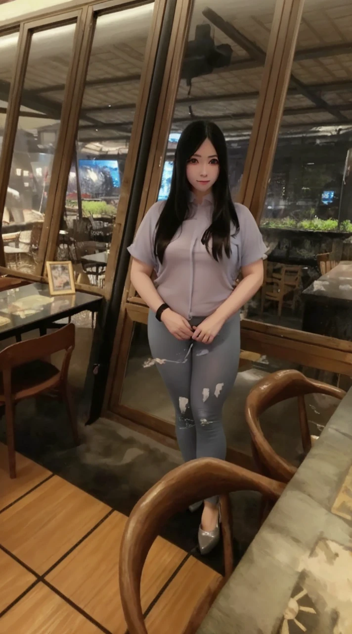 Beautiful woman, wearing female cosplay, big