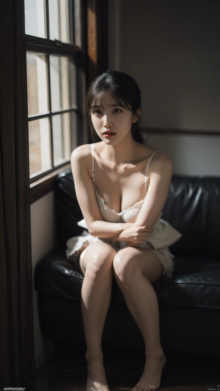 1girl, woman, masterpiece, best quality, highest quality, cinematic lighting, (volumetric lighting), extremely detailed CG unity 8k wallpaper, focused, 8k wallpaper, extremely detailed, ultra realistic, photorealistic, sharp focus, absurdres, (HDR:1.2), (high contrast), photograph, detailed and intricate, instagram, portrait, highly detailed, digital painting, artstation, concept art, smooth, sharp focus, illustration, cinematic lighting, (big breast:1.2), medium shoulder, (Full Body:1.5), (Sitting facing forward), (I don't see arms)