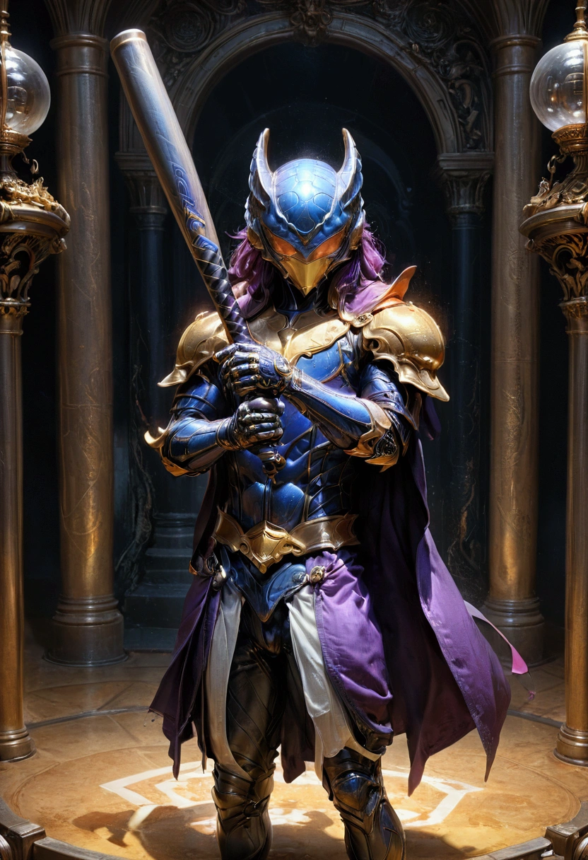 1boy, baseball player, batting stance, (alien dressed as a baseball player, batting) a masterpiece, 8k resolution, dark fantasy concept art, by Greg Rutkowski, dynamic lighting, hyperdetailed, intricately detailed, Splash screen art, trending on Artstation, deep color, Unreal Engine, volumetric lighting, Alphonse Mucha, Jordan Grimmer, purple and yellow complementary colours, masterpiece, best quality, very aesthetic, absurdres