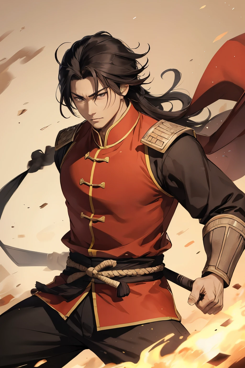 man strong, Cao Cao, blackquality hair, Brown eyes, one over all