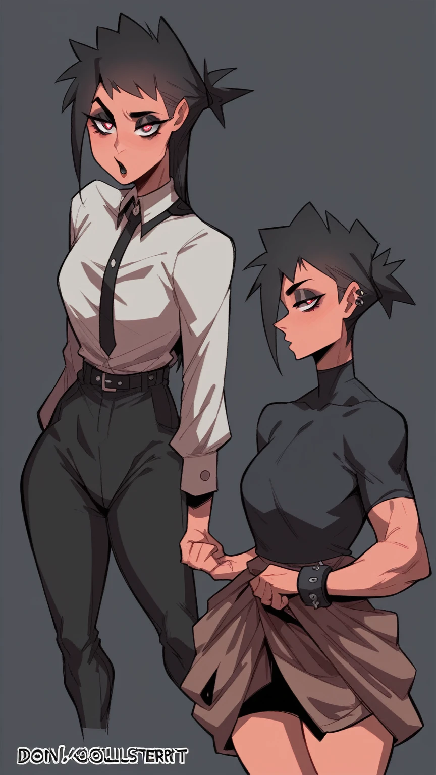comely, (work of art:1.2), (best qualityer:1.2), perfects eyes, face perfect, perfect lighting, goth girl, 1 girl, arm behind the head, bangss, black don, Bblack hair, breastsout, neckleace, fêmea de darkskin, darkskin, don, heart, heart-shaped pupils, huge breastsout, long hair, gazing at viewer, gaping mouth, pelvic curtain, purples eyes, ssmile, standing alone, swimsuit wear, symbol-shaped pupils, thick thicc thighs, thicc thighs, very long hair, gross voluptuous curves