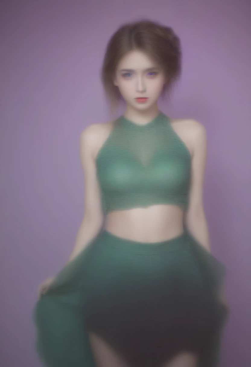 details Intricate, A cousin of Odel Schwanck:1.2, hair green, skull, torn garments, below the chest, overskirt, fancy, swirly vibrant colors, ethereal lighting,hand behind head, 8K, 4D.