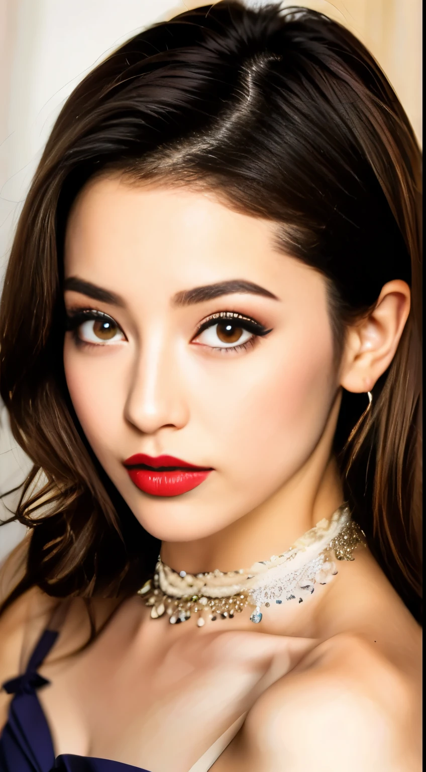 chanteuse latino de 25 ans [[[[fermer]]], [[[[poitrine]]]], [[[[Tête]]], [épaule]]]]], yeux parfaits, iris parfait, Des lèvres parfaites, des dents parfaites, peau parfaite, Éclairage avant doux, Briller, hdr, (couleurs douces: 1.2)
