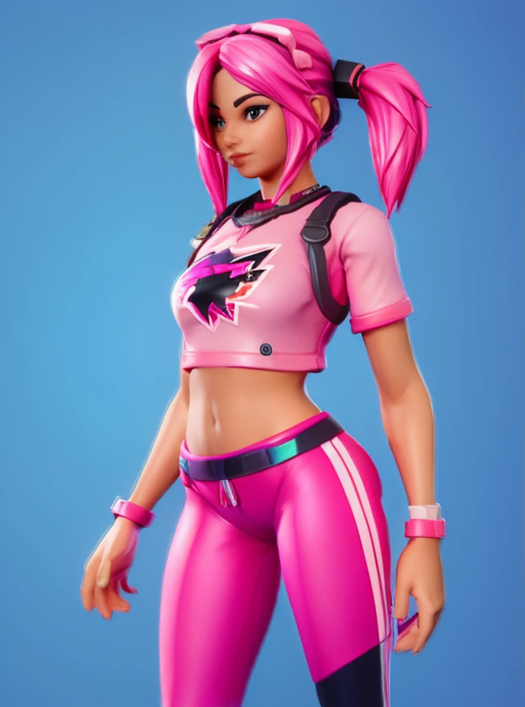 a beautiful girl with long pink twintail hair, pink eyes, animal ear headphones, wearing a tight UnderBoob T-shirt and tight leggings, 1girl, hyperrealistic, 8k, detailed, soft lighting, masterpiece, highly detailed, cinematic lighting, photorealistic, sharp focus, 3d render, vibrant colors, detailed face, extremely detailed