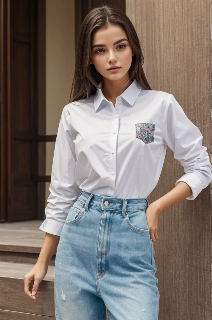 ((best quality)), ((masterpiece)), (detailed), 1girl, croch high shirt