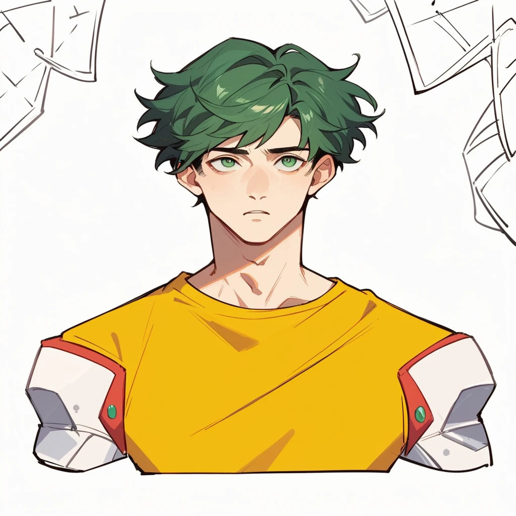 Boy, Best, Masterpiece, Black, Green Eyes, Black, Looks Up, Upper Body, Hair, Fair Skin, Short Hair