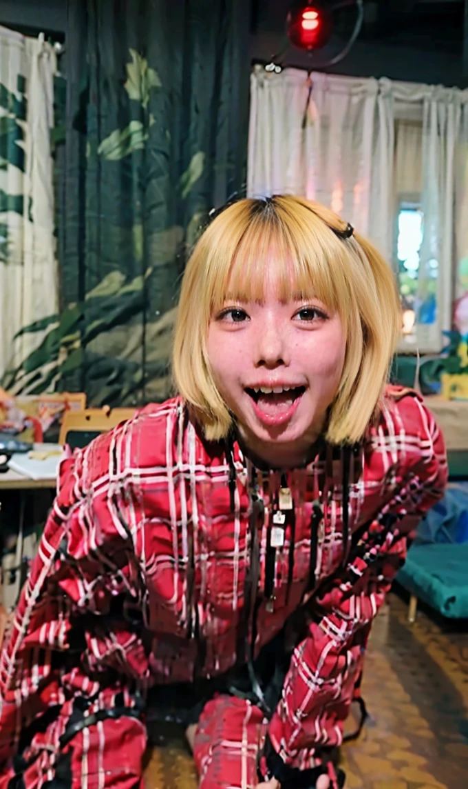 (8K、Highest quality、masterpiece:1.2)、(Realistic、Realistic)、toplessの女の子、((naked、Bedroom、bed、Watery eye、Underarm))、Voluptuous body、Sexy smile、Sexy pose、Please open your mouth wide、one piece、大きなスカートをたくし上げてTバックのpantiesーをトをたくし上げてストラップ付きテールが付いたレースのpantiesーパターン, Perfect Face、topless、Skirt showing nipples、Cowgirl、Bright Face、Open your mouth wide and stick your tongue out long、Face close-up、Your face fills the screen、Face close-up only、Bring your face closer、panties、Excited smile、Sticking out tongue、nipples protrude、nakedの胸、Pink nipples、Short Bob、
