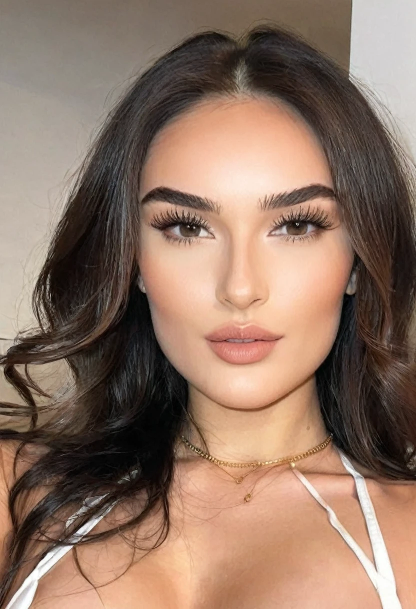 (((Medium body:1.2))), ((high quality:1.2)), work of art, (8k), extremely detailed, ((High detail:1.2)), ((best resolution:1.4)), Solo, 24 years old female, ((bikini)), BREAK, ((perfect hourglass hot body)), BREAK, (perfect slim defined face with square shape), (triangular and arched eyebrow, defined jawline, high and thin nose, perfect mouth, long and voluminous eyelashes, thin skinny cheeks), BREAK, (((Photo medium)))
