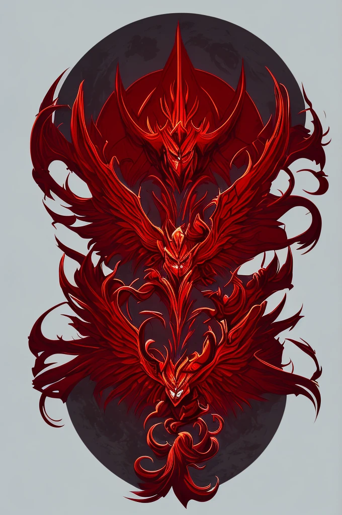 logo, demon, red detail, single face
