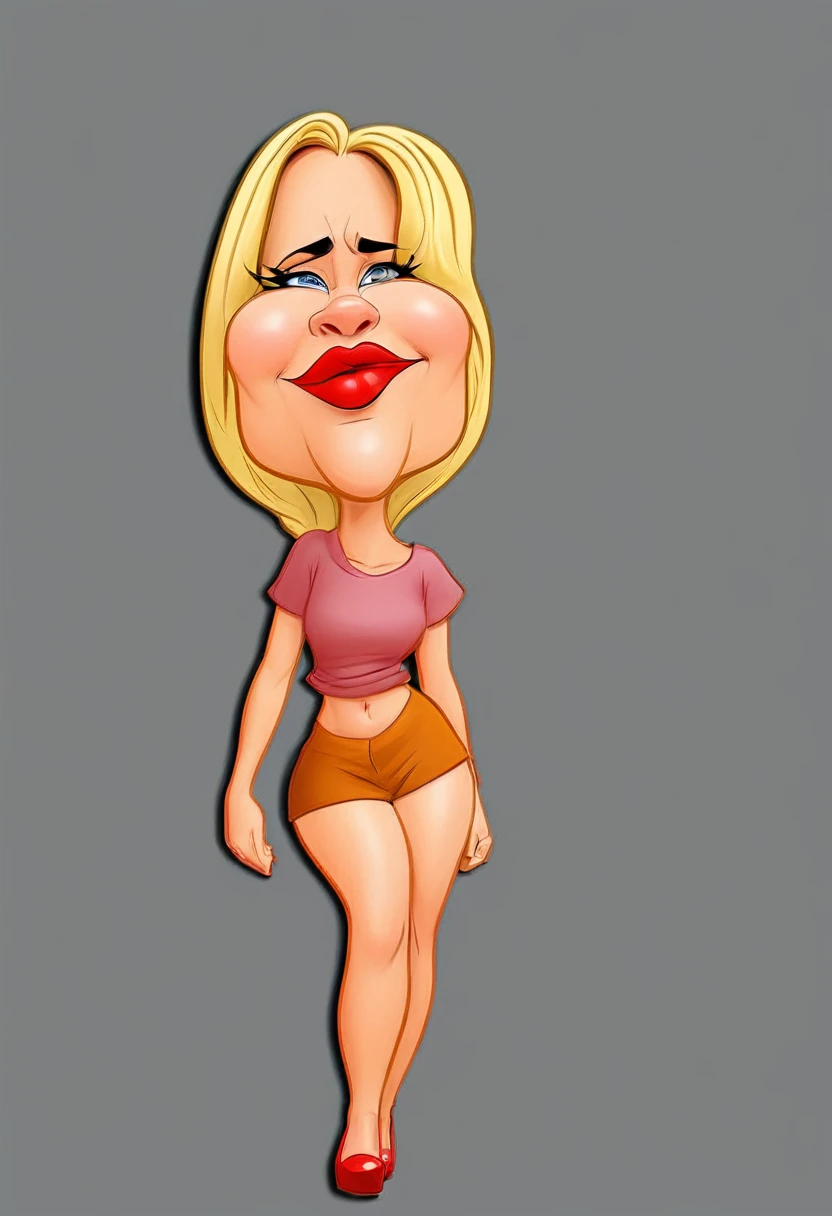 8k,cartoon woman with blonde hair and red lips walking, in cartoon style, caricature style, cartoon artstyle, cel shaded:15, cel shaded!!!, caricature illustration, charicature, caricature!!!, cartoon character, cartoon digital art, cartoon portrait, caricatural, digital art cartoon, cell shaded adult animation, caricature, cartoon image, toon rendering