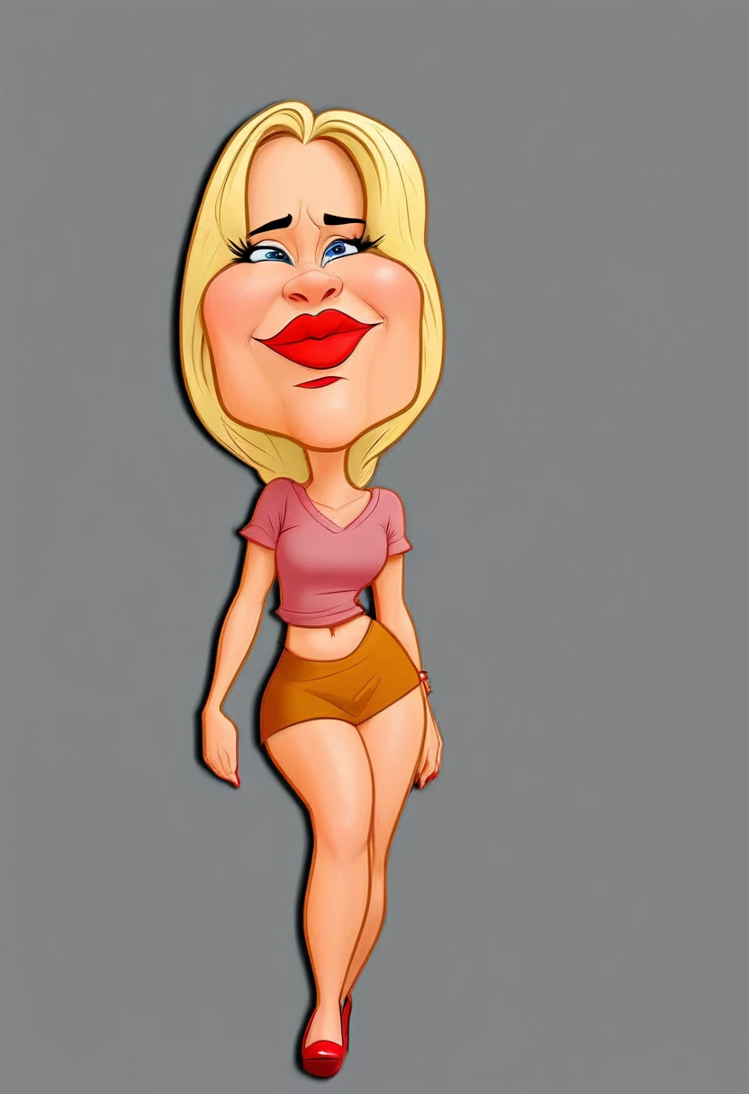 8k,cartoon woman with blonde hair and red lips walking, in cartoon style, caricature style, cartoon artstyle, cel shaded:15, cel shaded!!!, caricature illustration, charicature, caricature!!!, cartoon character, cartoon digital art, cartoon portrait, caricatural, digital art cartoon, cell shaded adult animation, caricature, cartoon image, toon rendering