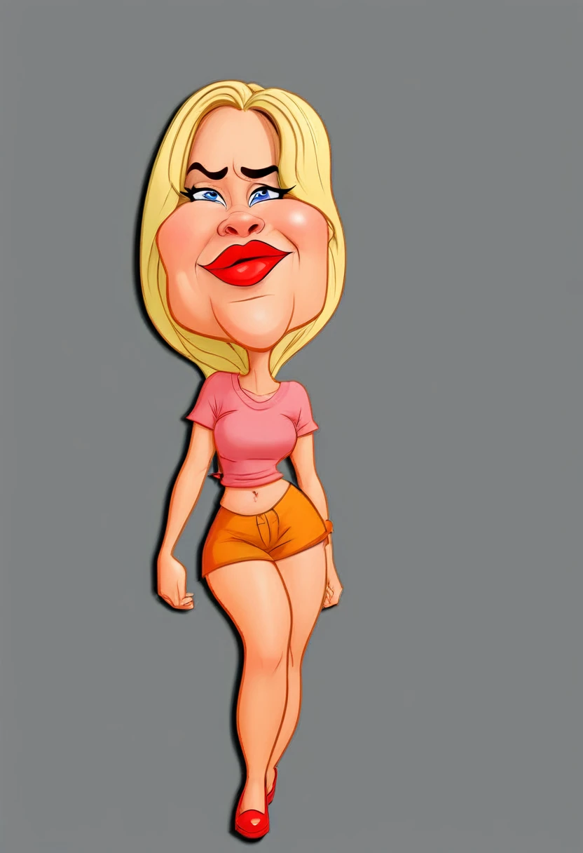 8k,cartoon woman with blonde hair and red lips walking, in cartoon style, caricature style, cartoon artstyle, cel shaded:15, cel shaded!!!, caricature illustration, charicature, caricature!!!, cartoon character, cartoon digital art, cartoon portrait, caricatural, digital art cartoon, cell shaded adult animation, caricature, cartoon image, toon rendering