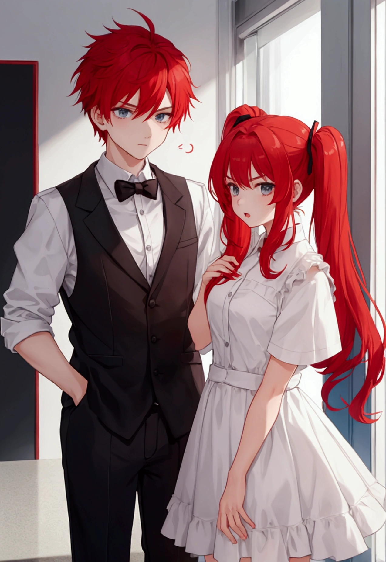 Boy and girl red hair