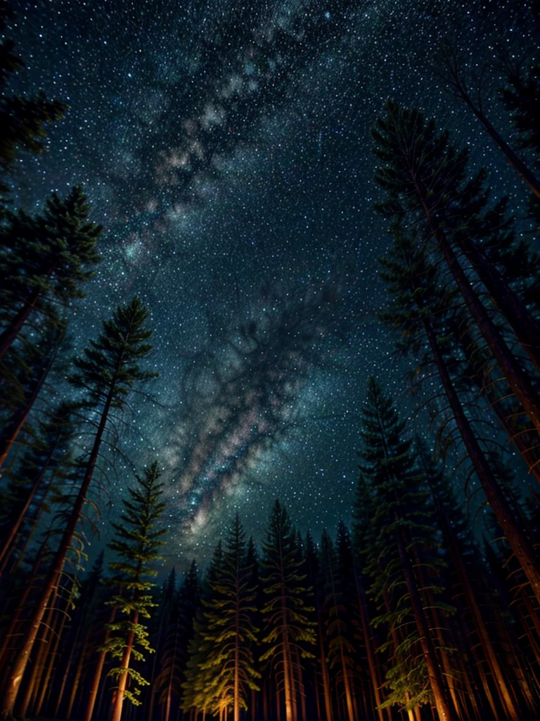 Starry night in a forest