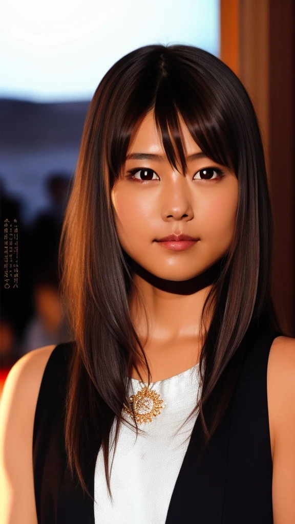 Brune, brune asiatique, belle femme, les main dans les cheveux, regarde vers le ciel les yeux fermer