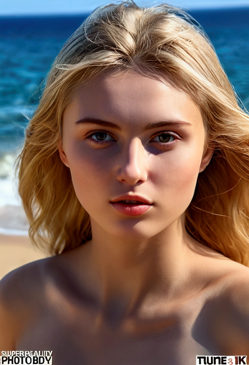 ((masterpiece, highest quality, Highest image quality, High resolution, photorealistic, Raw photo, 8K, detailed, realism, realistic, super detailed face, detailed face, details)) european girl, blonde girl, naked, adorable, cute, kawai, slender, natural lips,, at the beach, sunny, entire body, tiny breast, small ass