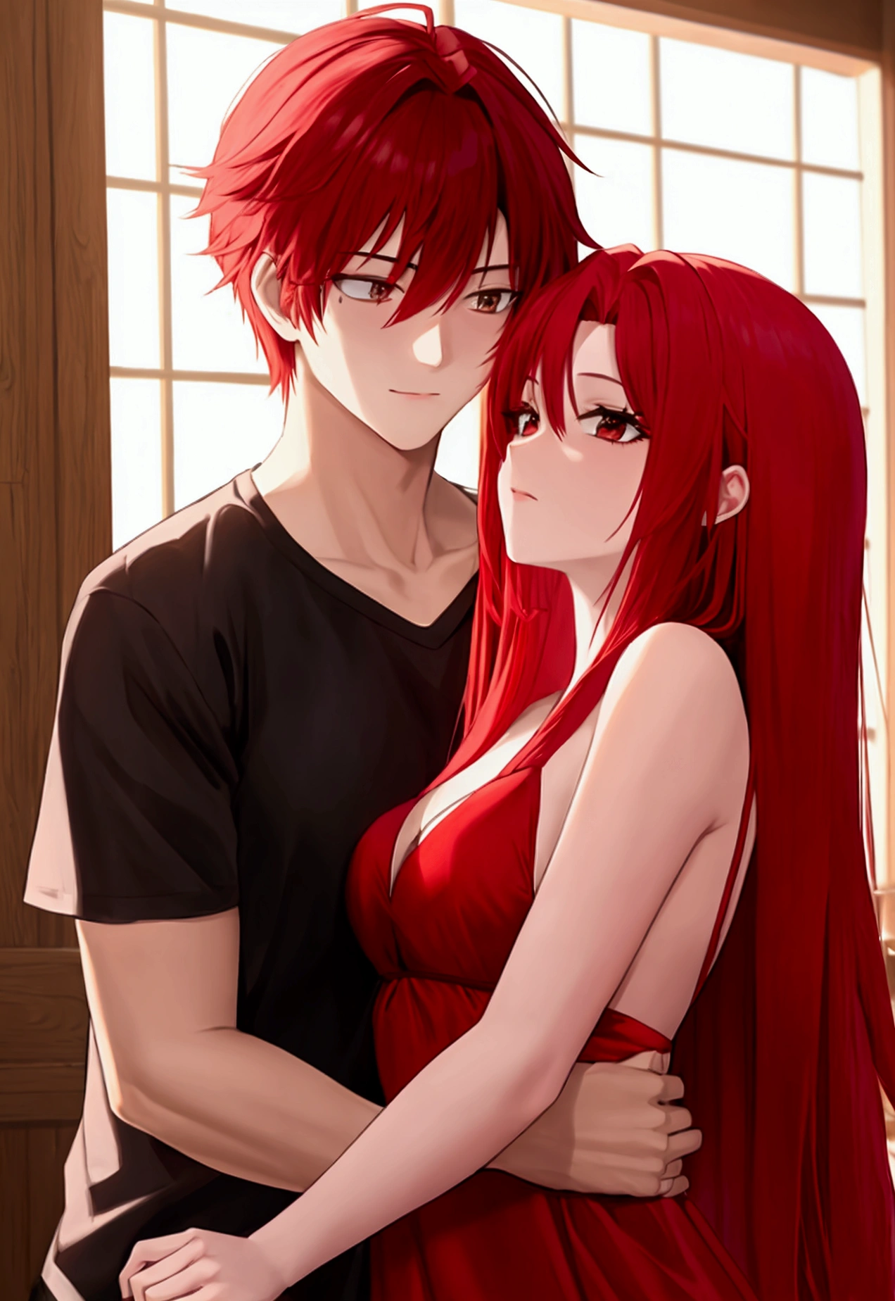 Couple picture red hair. Boa nd girl