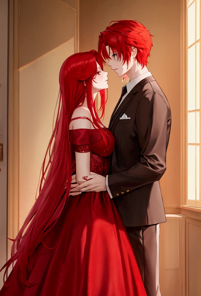 Couple picture red hair. Boa nd girl