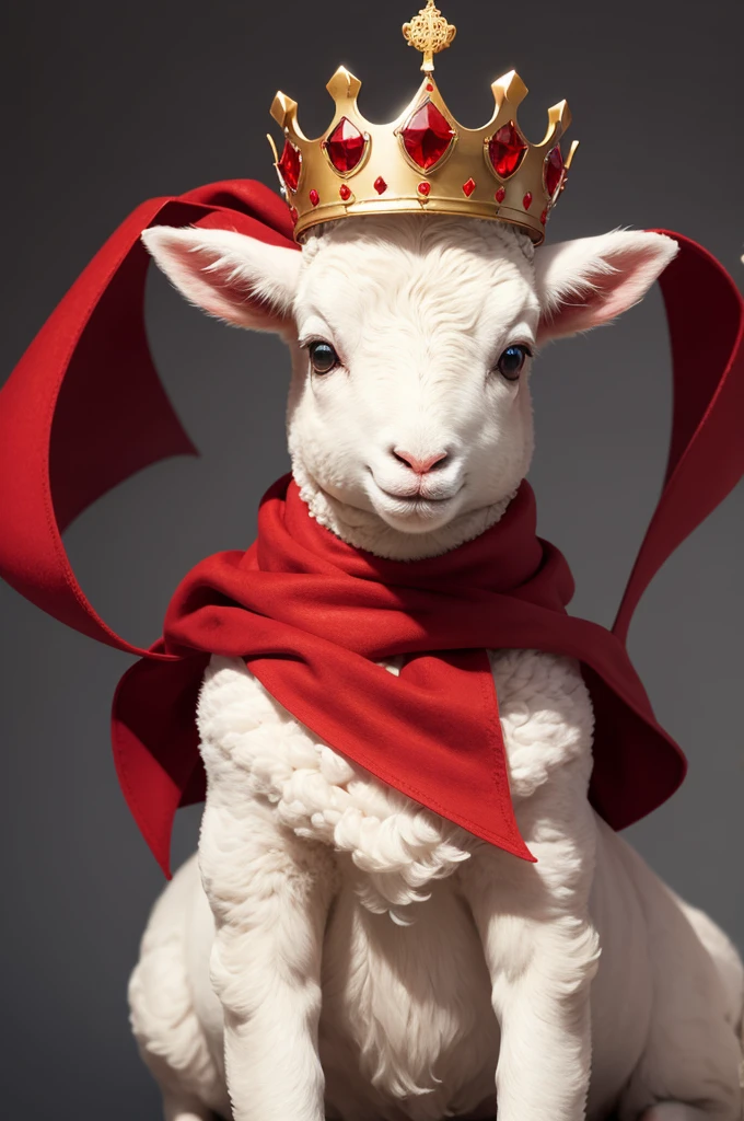 Lamb wearing red stole and crown illustration without background png