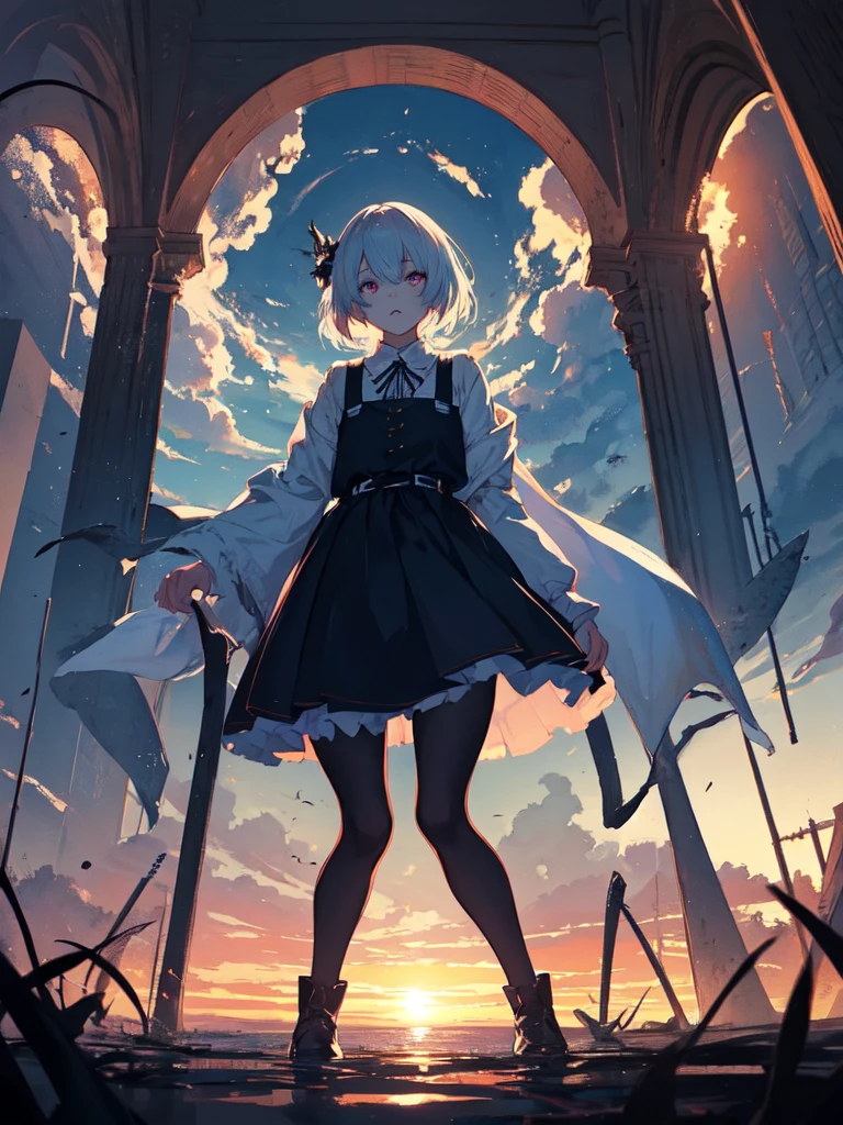 sketch (Character design sheet, same characters, whole body, Three-View, front, ~ ~ ~ ~ side, return),(Very bright:1.1), Sunset background, [1 Girl:7], (Tilt your head:1.2), ([sketch|watercolor \(Moderate\)]:1.15),Chaotic Abstractionな背景, Vector Trace, グラデーションブレンディング and whole body, Artistic elements add depth to the work. The overall atmosphere is creepy and nightmarish...., With a unique artistic touch. This movie is、The dark and crazy world of horror movies depicted in HD., Evoke visual stimuli and aesthetic sense, that will terrify and excite the audience....,watercolor画, （Lightless, Eyes without highlights, evil eye, An ugly person with white eyes, that&#39;Red eyeliner）,whole body絵, Wearing a maid outfit （Gradient braided hair, (Light purple hair), (Ink blotches:1.1), (pale:1.2),(Light purple:1.2),(Light green:1.2)　Adult features,expensive, Wearing black tights,Green Eyes, The skin is hidden　and maid, The background is a dark and desolate landscape, Horror movie atmosphere. Her figure is very beautiful, Emphasizing the dark and crazy elements. Skillfully expressing the effects of light and shadow, detailed, The face and expression of the black costume are also carefully drawn....,sketch (Character design sheet, same characters, whole body, Three-View, front, ~ ~ ~ ~ side, return) 1 female, Nervous,Cowboy Shot,,(Very bright:1.1), White Background, [1 Girl:7], (Tilt your head:1.2), ([sketch|watercolor \(Moderate\)]:1.15),Chaotic Abstraction