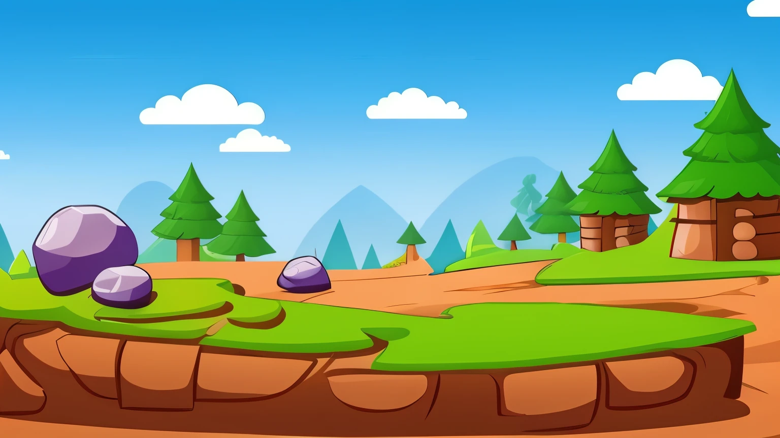 cartoon background scene simple jump stone