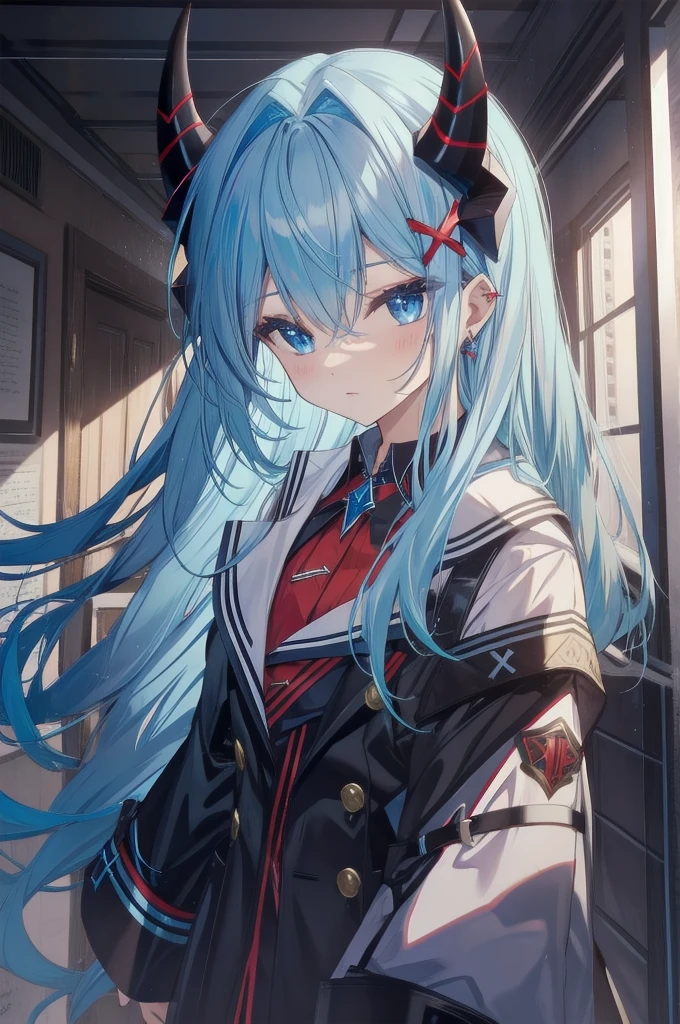 A devilish lightBlue-haired with horns