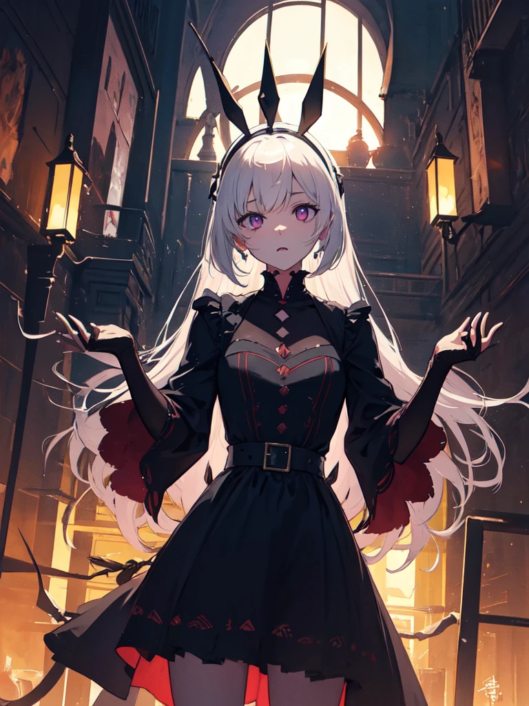 sketch (Character design sheet, same characters, whole body, Three-View, front, ~ ~ ~ ~ side, return),(Very bright:1.1), Sunset background, [1 Girl:7], (Tilt your head:1.2), ([sketch|watercolor \(Moderate\)]:1.15),Chaotic Abstractionな背景, Vector Trace, グラデーションブレンディング and whole body, Artistic elements add depth to the work. The overall atmosphere is creepy and nightmarish...., With a unique artistic touch. This movie is、The dark and crazy world of horror movies depicted in HD., Evoke visual stimuli and aesthetic sense, that will terrify and excite the audience....,watercolor画, （Lightless, Eyes without highlights, evil eye, An ugly person with white eyes, that&#39;Red eyeliner）,whole body絵, Wearing a maid outfit （Gradient braided hair, (Light purple hair), (Ink blotches:1.1), (pale:1.2),(Light purple:1.2),(Light green:1.2)　Adult features,expensive, Wearing black tights,Green Eyes, The skin is hidden　and maid, The background is a dark and desolate landscape, Horror movie atmosphere. Her figure is very beautiful, Emphasizing the dark and crazy elements. Skillfully expressing the effects of light and shadow, detailed, The face and expression of the black costume are also carefully drawn....,sketch (Character design sheet, same characters, whole body, Three-View, front, ~ ~ ~ ~ side, return) 1 female, Nervous,Cowboy Shot,,(Very bright:1.1), White Background, [1 Girl:7], (Tilt your head:1.2), ([sketch|watercolor \(Moderate\)]:1.15),Chaotic Abstraction