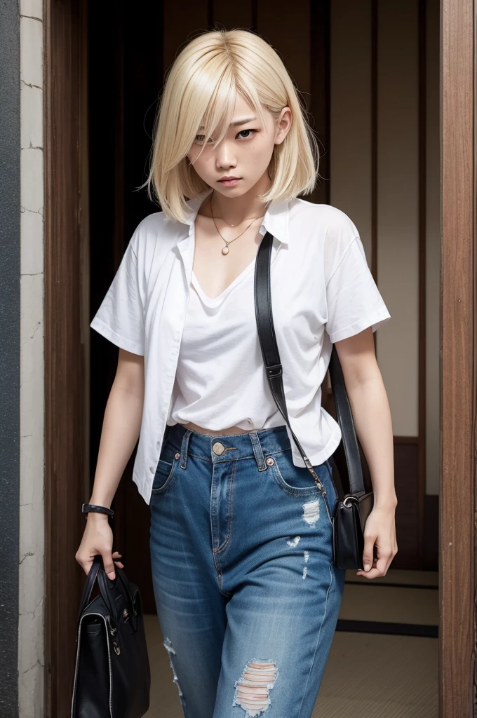 Japanese delinquent with blonde hair 