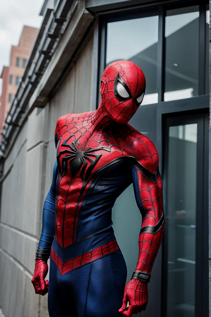 Spiderman using a web mobile right side edge end