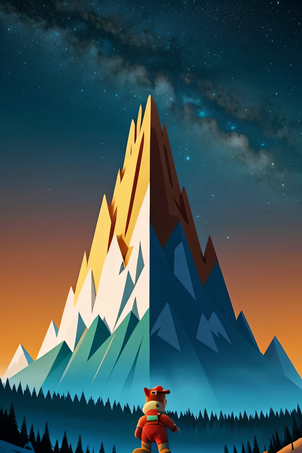 create a mountain and make it very cartoony at night, make it more cartoonish or animated, similar to paw patrol, make the photo a little closer








