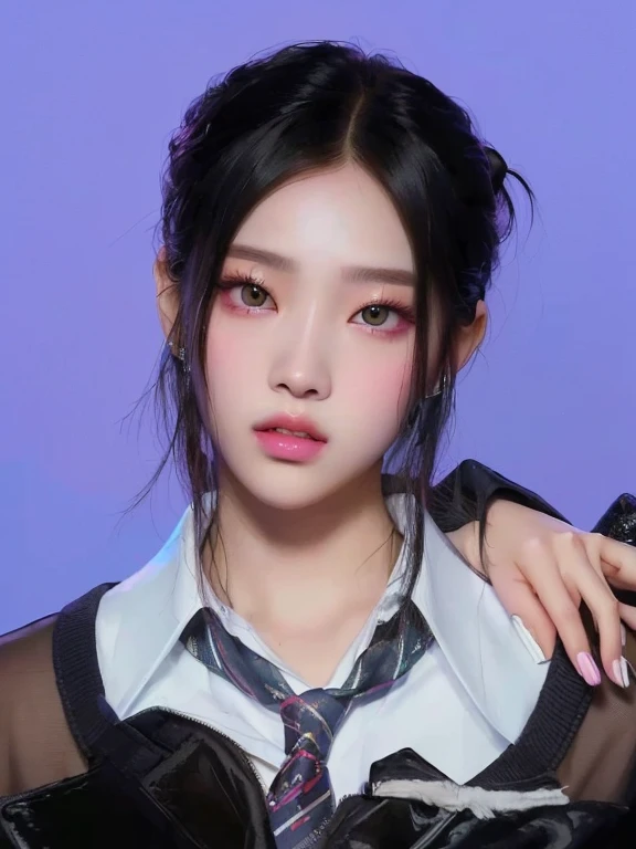 there is a woman with a tie and jacket on, a Hyper realistic , portrait of jossi de blackpink, Yanjun Chengt, jinyoung shin, Hyper realistic , jaeyeon nam, jossi de blackpink, ulzzang, inspired by Yanjun Cheng, Sakimichan, roseanne park by blackpink, Kawaii realistic portrait, shaxi