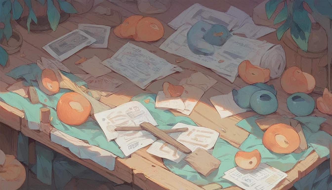 cartoon style, background for game menu, wooden table surface, planks texture