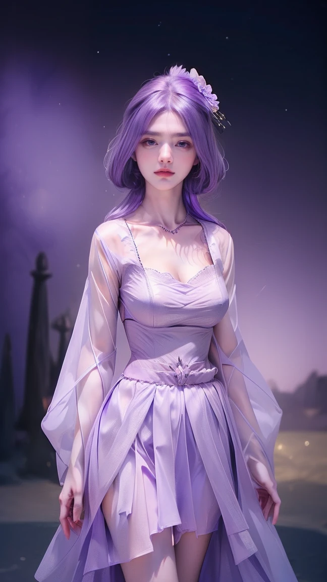 1girl, cheerful girl, purple hair, carefree and happy, smiling, laughing, The girl is wearing a beautiful dress, the girl's eyes are bright and sparkling, very beautiful, cute and sweet 