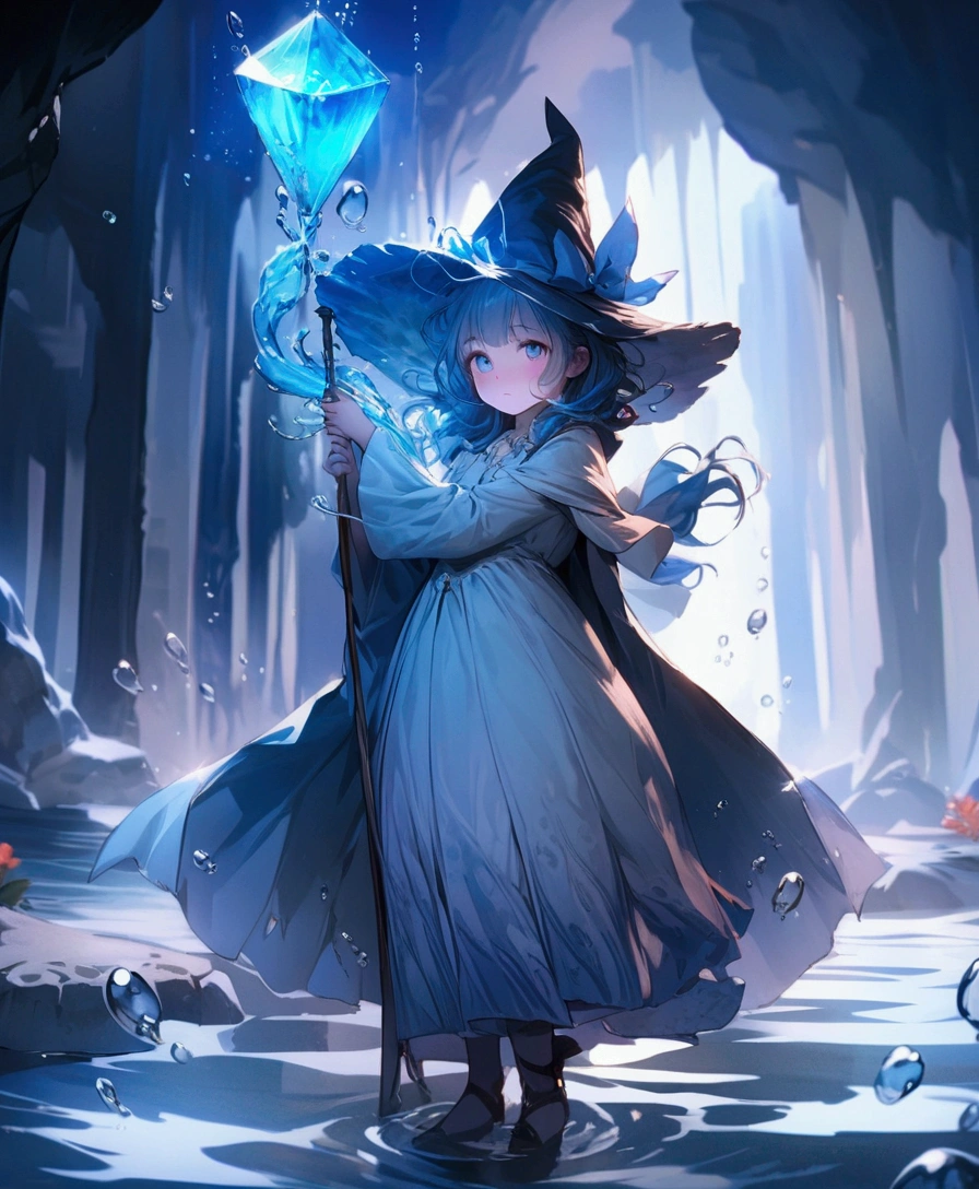 female (mage, age of 18, medium hair, blue hair, floating hair, ocean colored eyes, blue and silver robes, pale skin, serene face, glistening eyes) is conjuring water), (water is swirling around), beautiful underwater scene, colorful coral reefs, summery cool water flowing, (bubbles rising up, creating a prism effect), the noonday sun's rays penetrating the water, female is in an underwater cave.
Quality: 4k, wallpaper of extremely detailed CG unit, masterpiece, high resolution, top-quality, top-quality real texture skin, hyper-realistic, increase the resolution, RAW photos, best quality, highly detailed, the wallpaper, cinematic lighting, ray trace, golden ratio.
Shot: Long shot, wide shot.