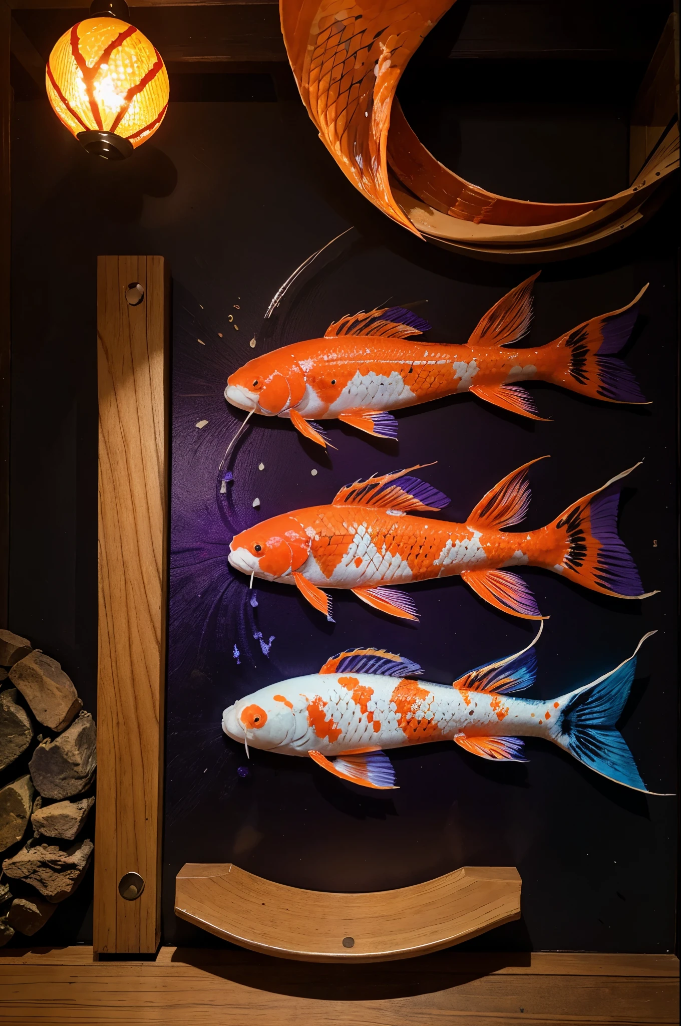 Koi fish themed logo surrounded by detailed purple fire and the fish being the protagonist of the image with the title NIXOYORI