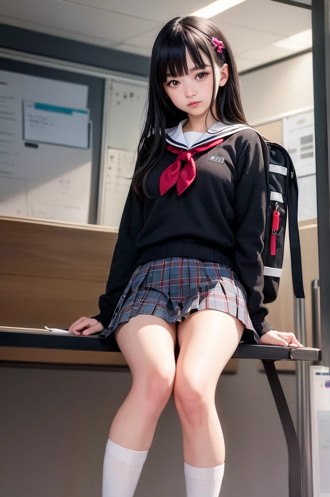 (raw photo:1.4), (photorealistic:1.3),(masterpiece), best quality, highest quality, extremely detailed CG unity 8k wallpaper, detailed and intricate, original,highres,
\\
1girl,solo,(),extremely detailed_eyes, fingernails,medium breasts,(eyeliner:0.5),(blush:0.5),black hair,long hair,hairclip, looking at viewer,NSFW,
\\
highschool,student,, sailor collar,bobby socks,school bag,skirt, plaid, plaid skirt,knees up,sitting,
\\
street, subway station, shop border, akihabara \(tokyo\), shibuya \(tokyo\), shinjuku \(tokyo\),
\\
beautifully detailed background,depth of field,loli,realistic:1.3,(ambient light:1),(neon lights:0.1),(HDR:1),(Studio Lighting:1.5),(pantyshot:1.2),from below,full body,