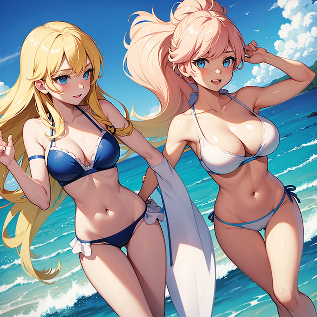 Anna and Elsa at the beach in tight bikini