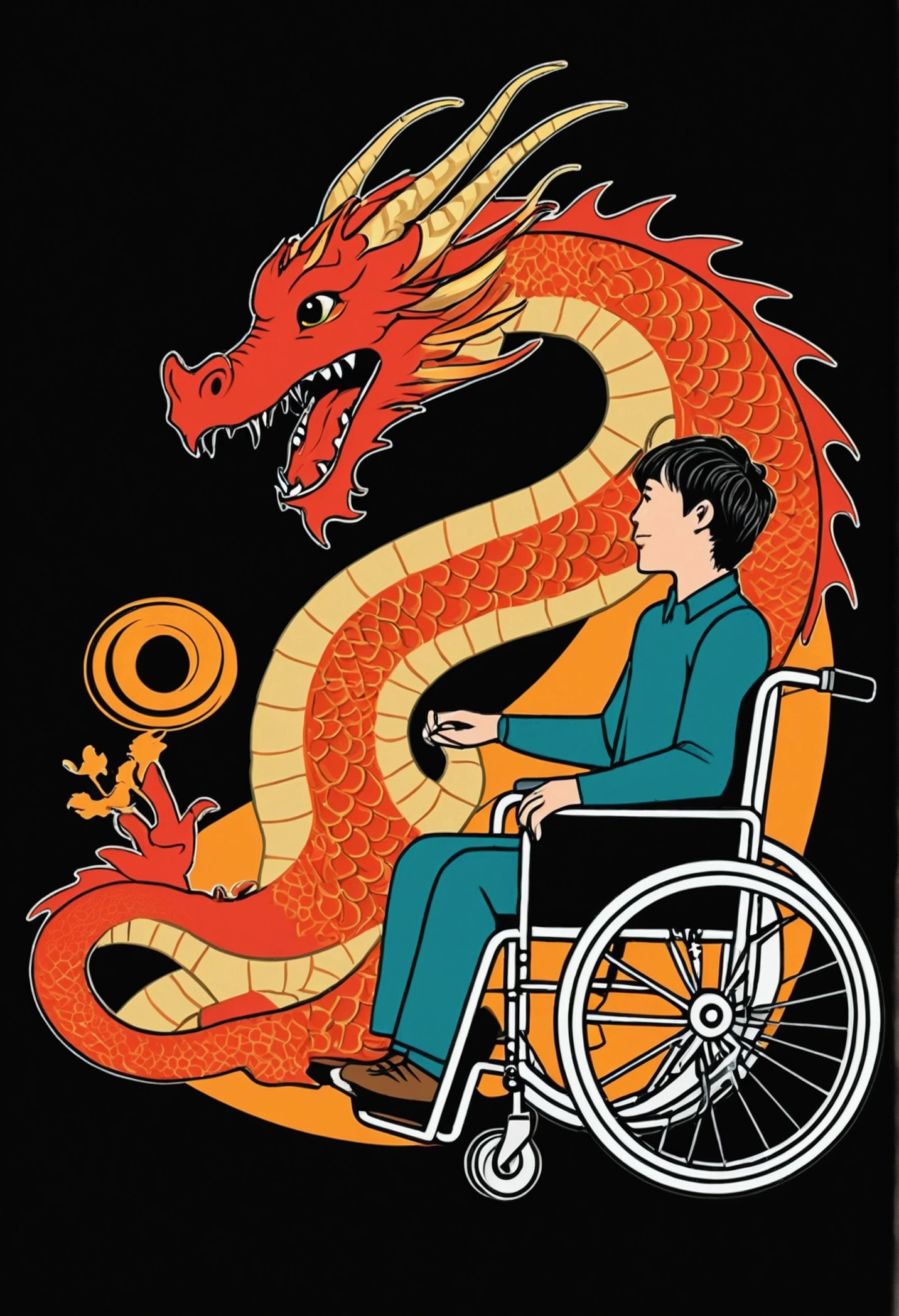 a dragon noodle in a wheel chair logo