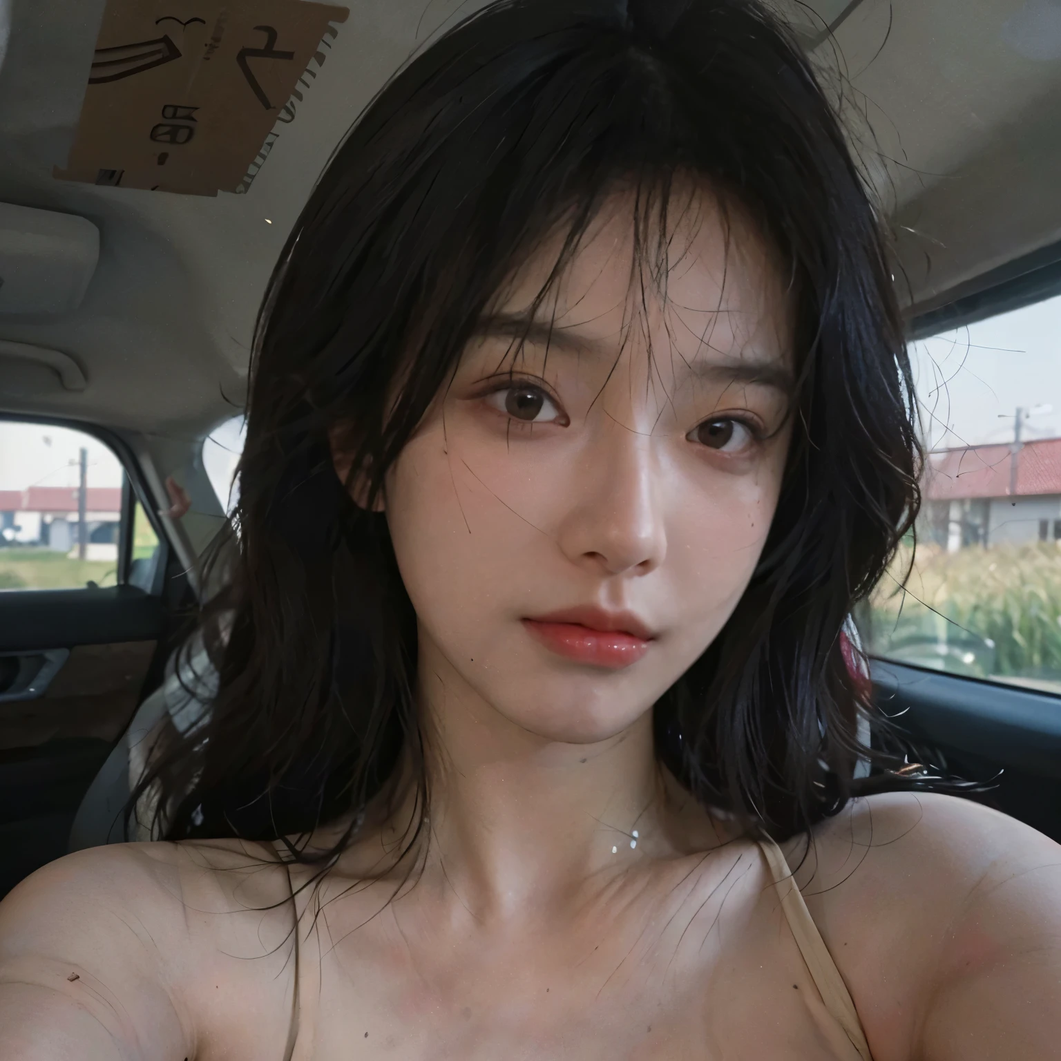 8K,best quality, masterpiece, ultra high resolution, (realistic:1.4), raw photo, (real skin texture:1.3), (film grain:1.3), (selfie angle),1 woman,Beautifully detailed eyes and face,masterpiece, best quality,enlargement,upper body,