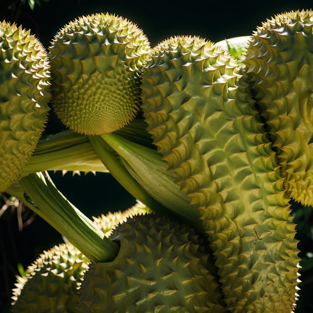 Durian alien . Big body. Horror. Yellow big eyes