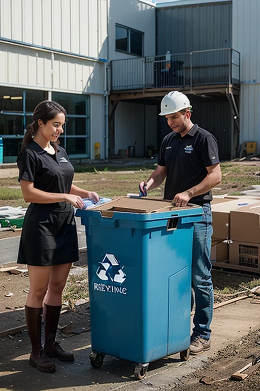 images of this: Employees of a local company using sustainable methods of production and recycling of materials.