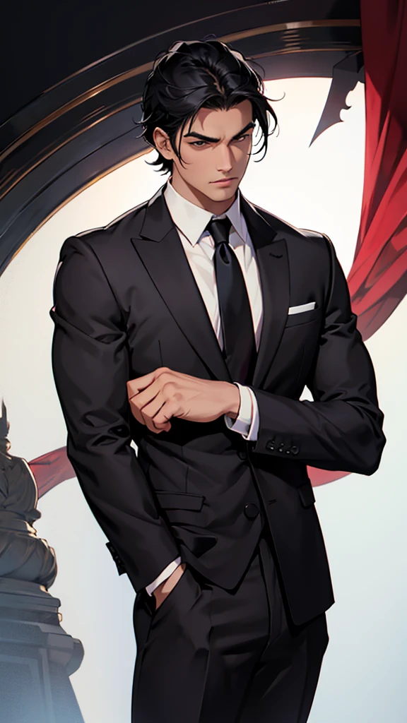 black hair man, elegant and killer