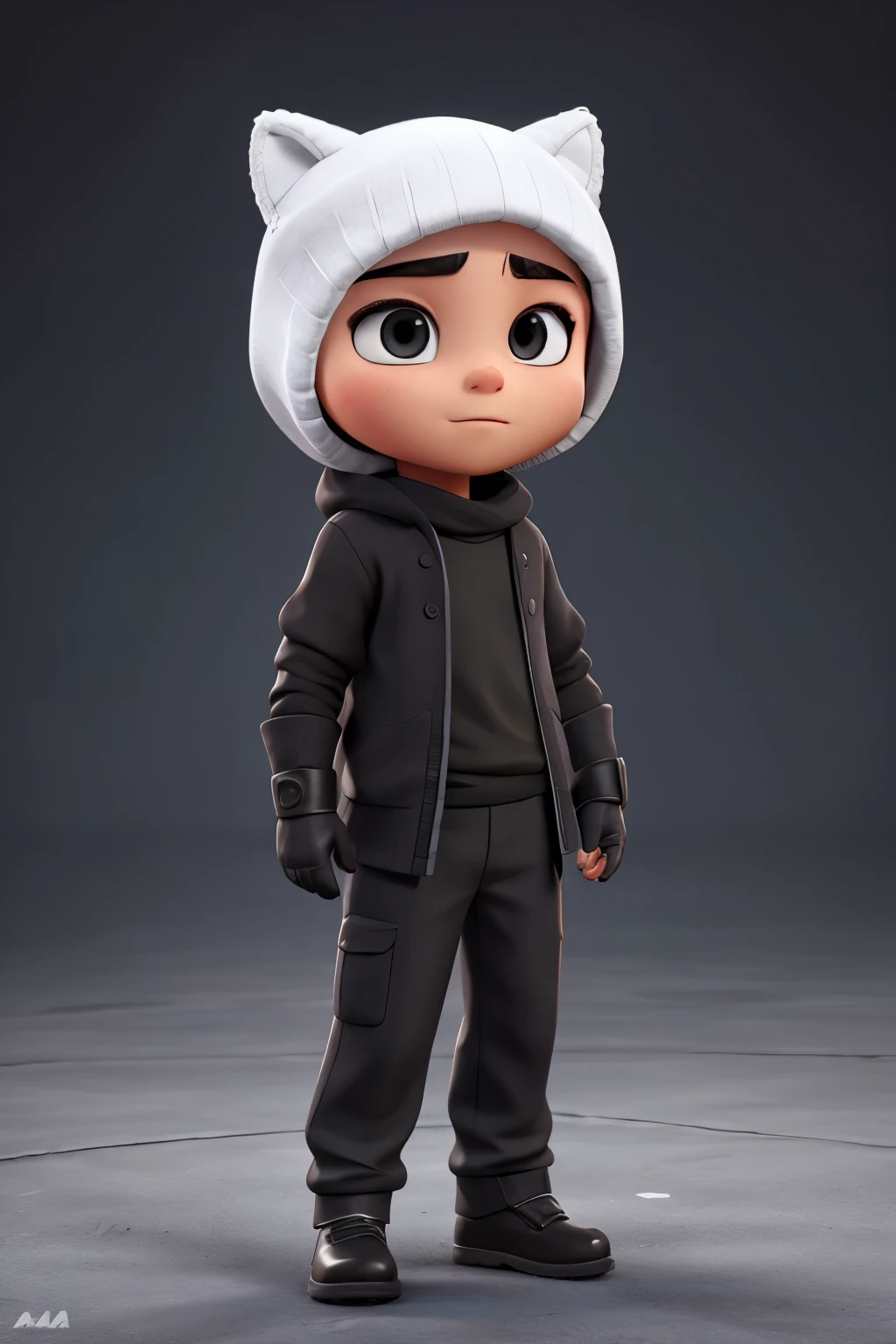Create me a character with white skin color with balaclava and black shirt