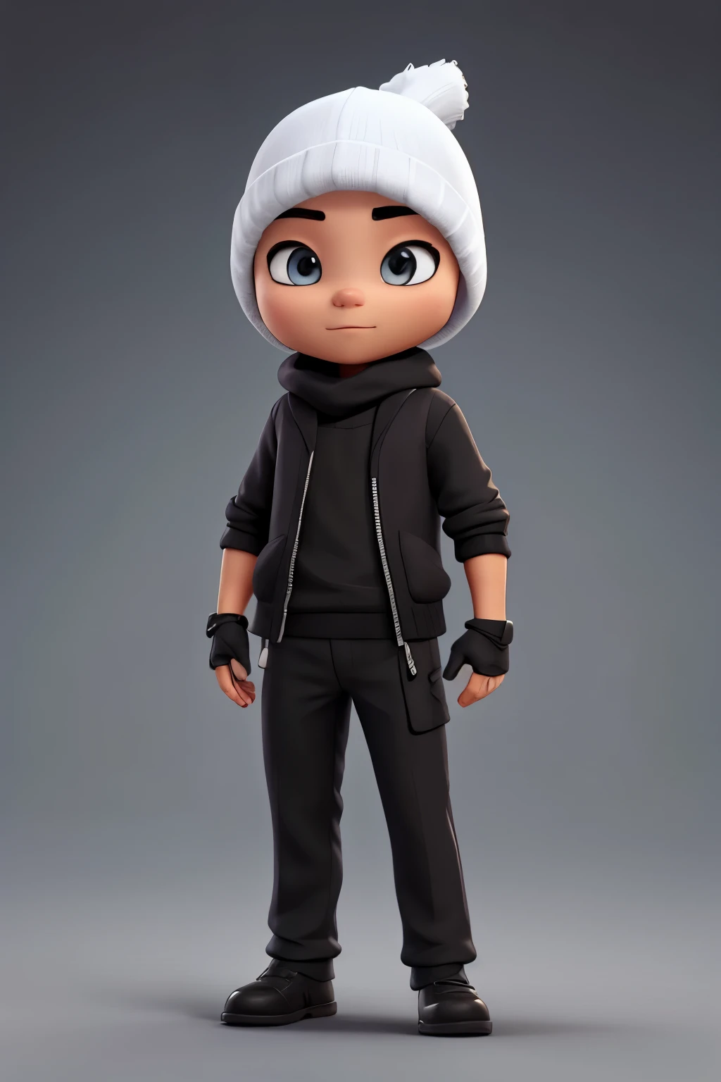 Create me a character with white skin color with balaclava and black shirt