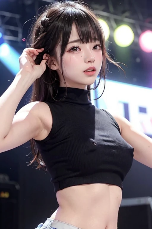18-year-old,Idol,bangs,Nipples,On stage,Embarrassed,Tears,Sobbing