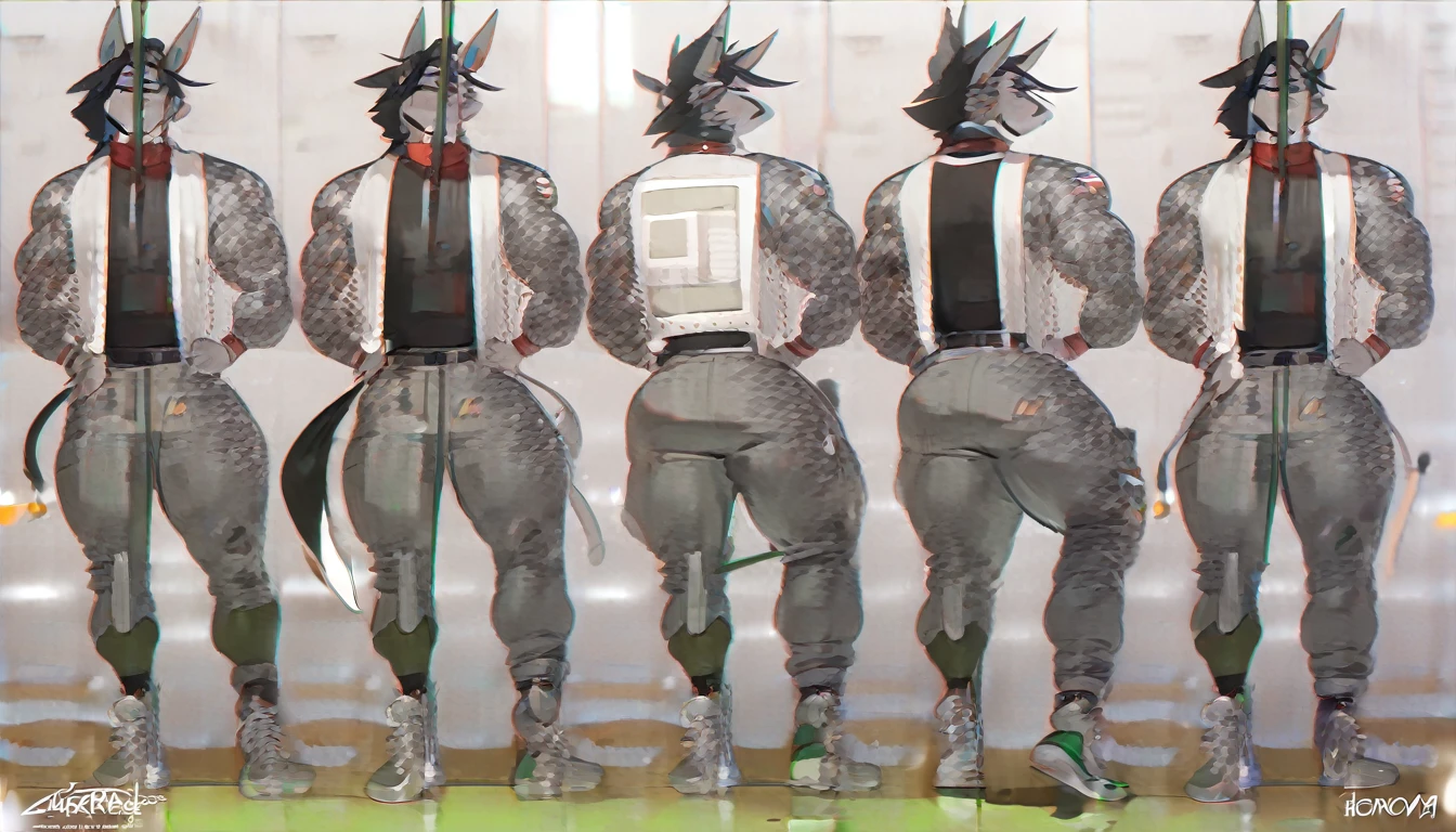 solo, grey horse, choker, femboy, feminine male, hair highlights, black hair, sexy pose, thigh highs,thick hips, curvy figure, perfect anatomy, masterpiece, sexy pose, long hair, bangs, tattoos, thick thighs, wide hips , flawless, amazing shading, full body, detailed hands, detailed eyes, detailed face, detailed arms,anthro, (detailed:1.5), great character design, character concept, by zackary911, by honovy, by notglacier, by SligarTheTiger, solo, centered, character focus, masterpiece, 8k, standing, multiple poses