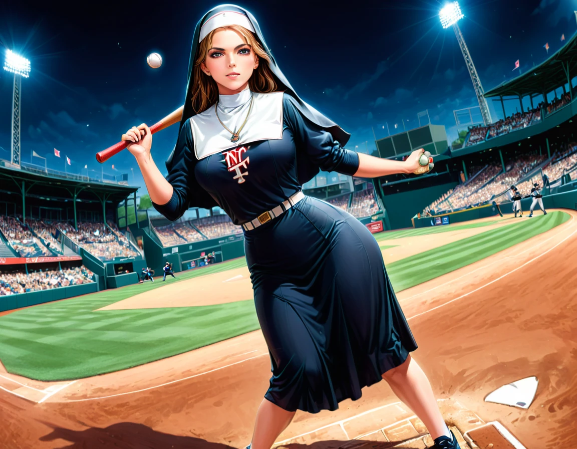 Arafed a sports capture picture of a Rabbi playing baseball, an exquisite beautiful Rabbi, full body, middle aged man, wearing a (Kippa, and Talith: 1.2), having a star of David on his uniform,   dynamic hair, dynamic style, ultra detailed face, concentrated look, determined look, best detailed face, wearing ((Rabbinic clothes: 1.3)), standing ready in a baseball match, baseball stadium nackground, full body (best details, Masterpiece, best quality), ultra wide shot, photorealistic, vibrant, Ultra-high resolution, High Contrast, (masterpiece:1.5), highest quality, Best aesthetics), best details, best quality, highres, ultra wide angle, 16k, [ultra detailed], masterpiece, best quality, (extremely detailed),