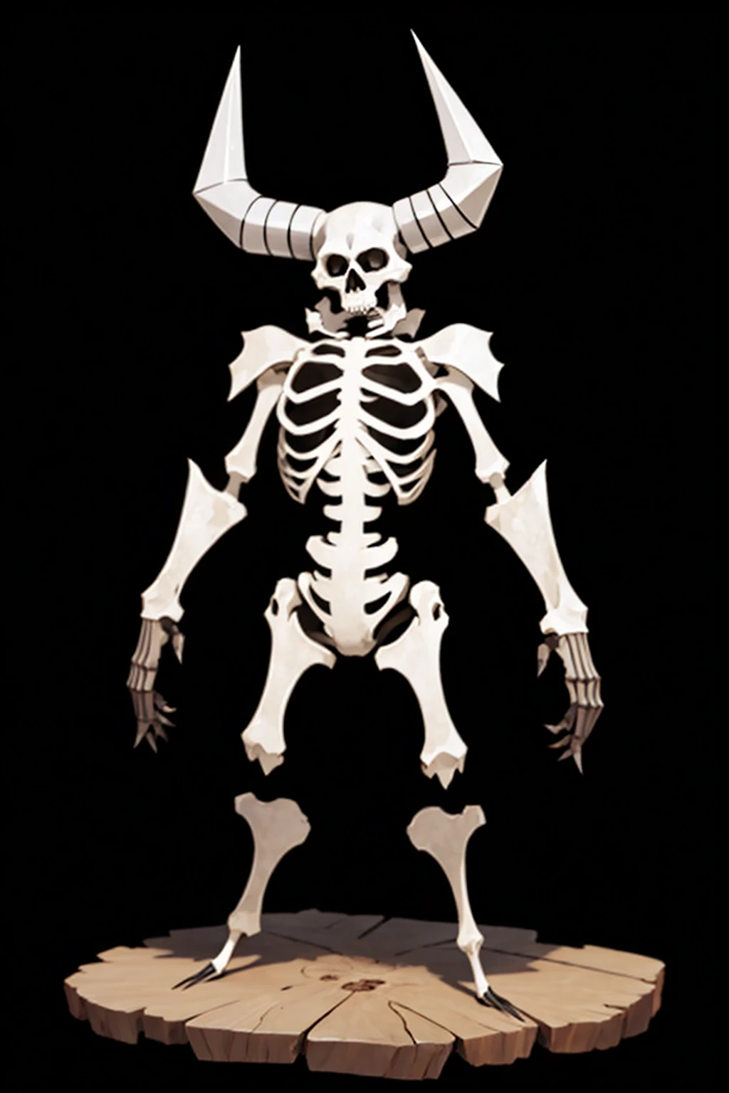 Skeleton, standing, full body, with small horns