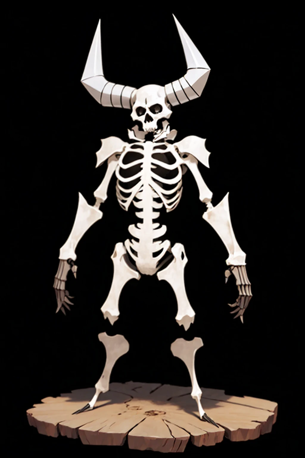 Skeleton, standing, full body, with small horns